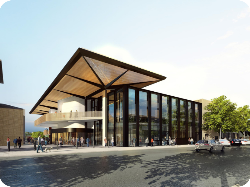 AEC final concept render from across Hovell Street